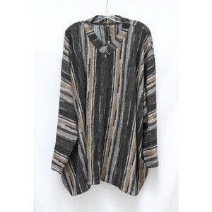 Gershon Bram striped knit tunic top loose fit plus size lagenlook vertical XL